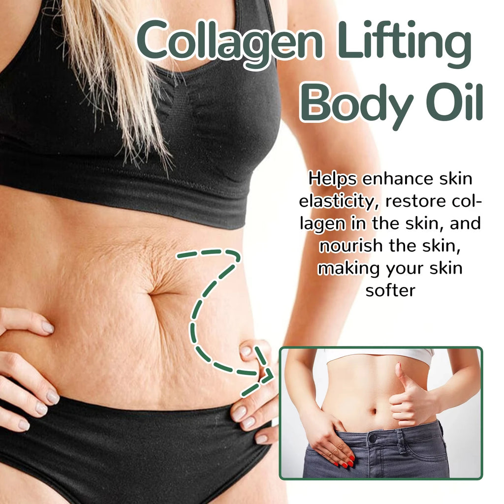 Collagen Lifting Body Oil Hydrating Tightening Whole Body Massage Essential Oil Lifting Firming Body Oil for Dry Skin Moisturize Qme