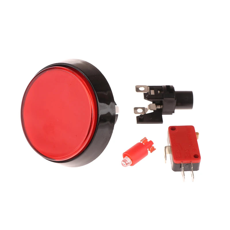 Arcade Button DC 12V LED Large Round 5 Micro Switch Auto Reset Cabinet Qme Red