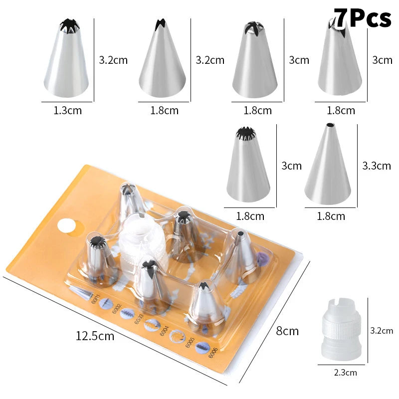 CC11Stainless Steel Piping Nozzle Kitchen Cake Icing Cream Decor Tool Qme 7 set