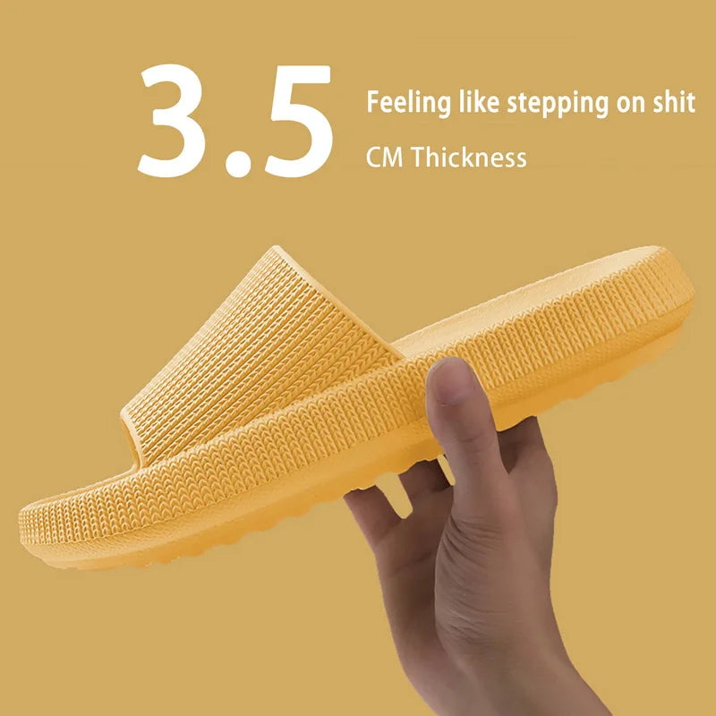 Summer Slippers For Men Women Soft Slippers Indoor Home Slides Cloud Slipper Men Flat Sandals Beach Shoes Man Male Flip Flops Qme A-Yellow 36-37 (fit 35-36)