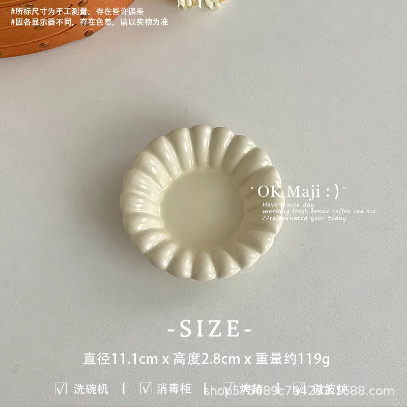 High-looking Ceramic Plate Household Western-style Dinner Round Flat Qme 4.35Inches