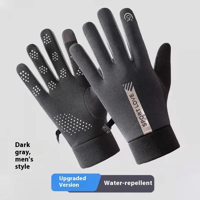 1Pair Touchscreen Finger Winter Gloves Men Women-waterproof Thermal Qme 2 Gray