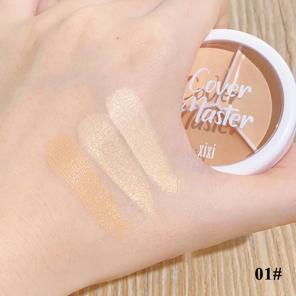 Lightweight Long-lasting Three-color Concealer Cream Cover Facial Qme D-457-1