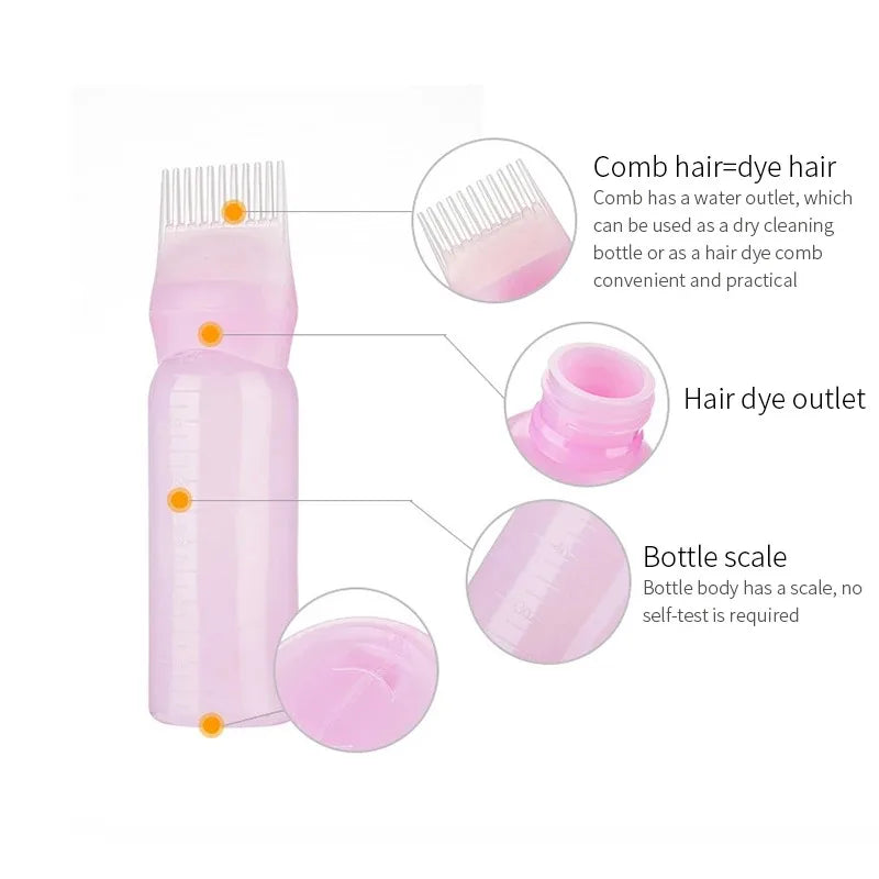 3 Colors Hair Dye Applicator Brush Bottles Dyeing Shampoo Bottle Oil Qme