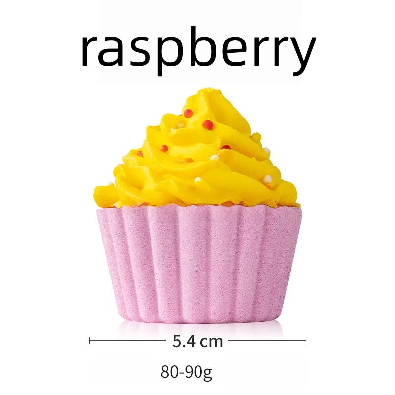Cute Cake Bath 80g Handmade Fizzy Bath Ball for Children Natural Essential Oil Bubble Bath Salt Spa Gift for Kids Women Qme 80g raspberry 80G
