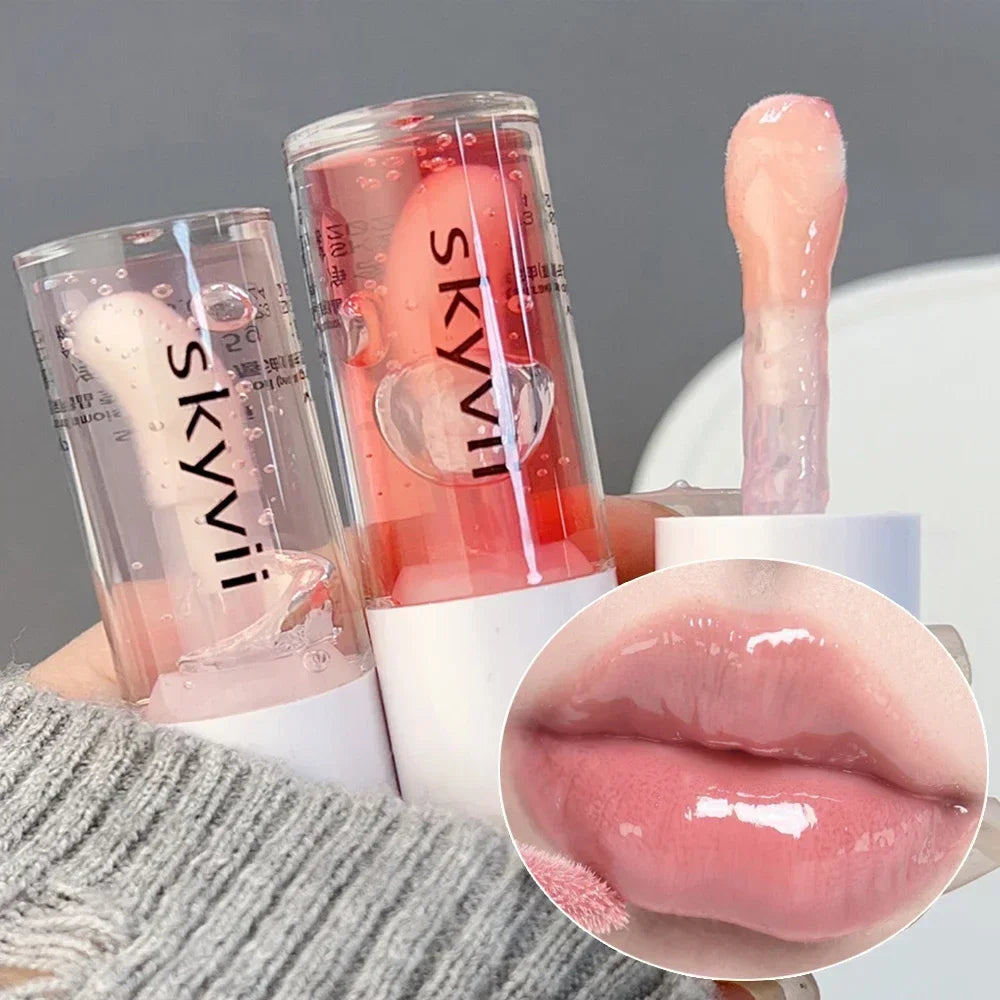 Strawberry Jelly Lip Oil Glossy Tint Glaze Lipstick Moisturize Liquid Fruit Jam Lip Beauty Treatment Transparent Hydrating Balm Qme