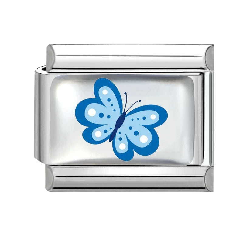 2026 Y2K Rainbow Heart Earth Blue Series Pattern Italian Charm Links