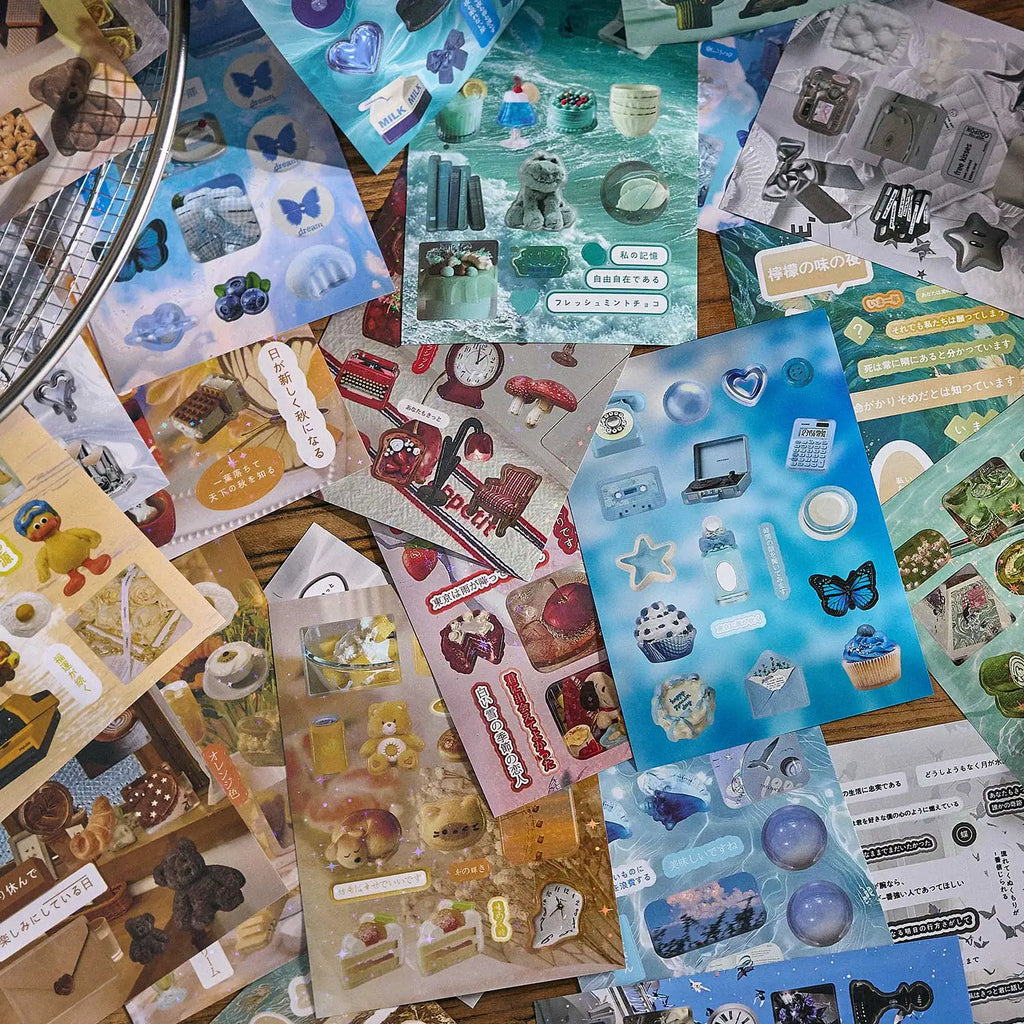 45/48 Sheets Cute PET Die cut Stickers book Retro Cartoon Decorative handmade Scrapbooking Diary Japanese Stationery Supplies Qme