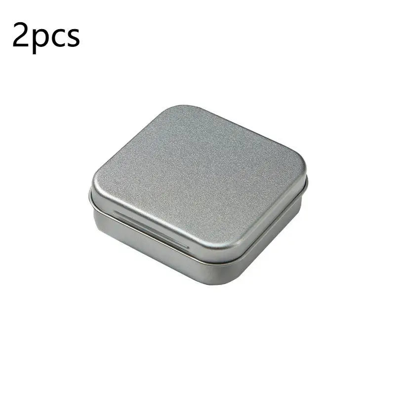 2Pcs Square Colored Flip Top Tin Box Portable Jewelry Candy Medicine Storage Box Hand Sticker Case Earphones Organizer Qme A5