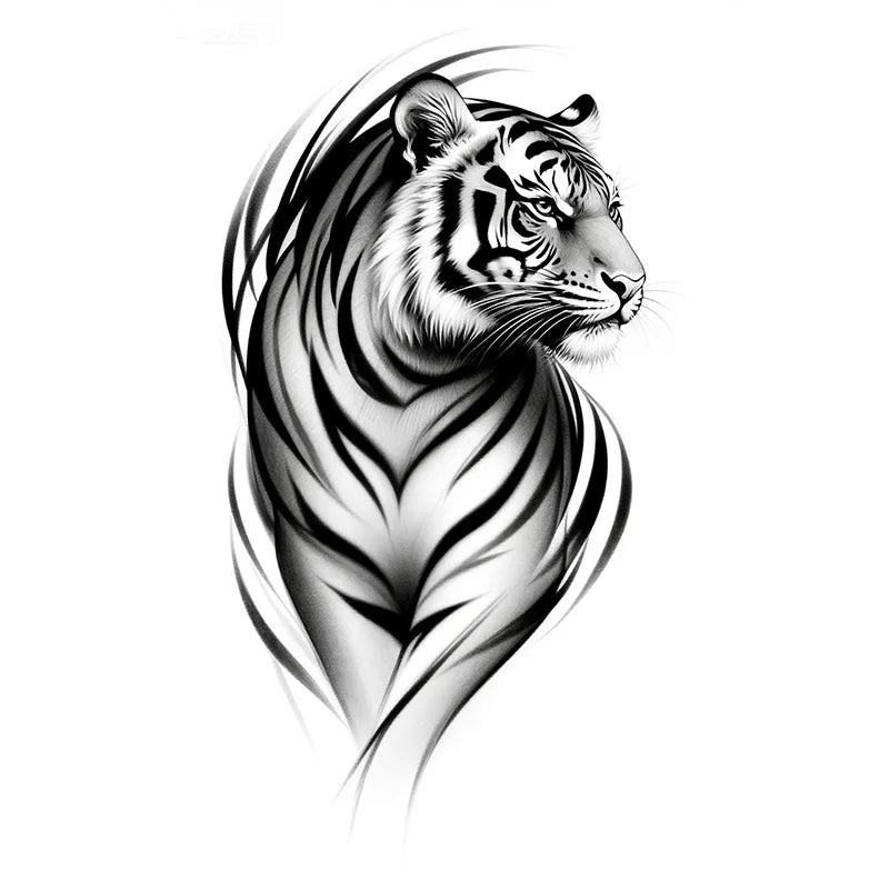 Tattoo Sticker Temporary Tattoo Waterproof Long Lasting Herbal Juice Large Tiger Pattern for Men Women Arm Body Art Qme