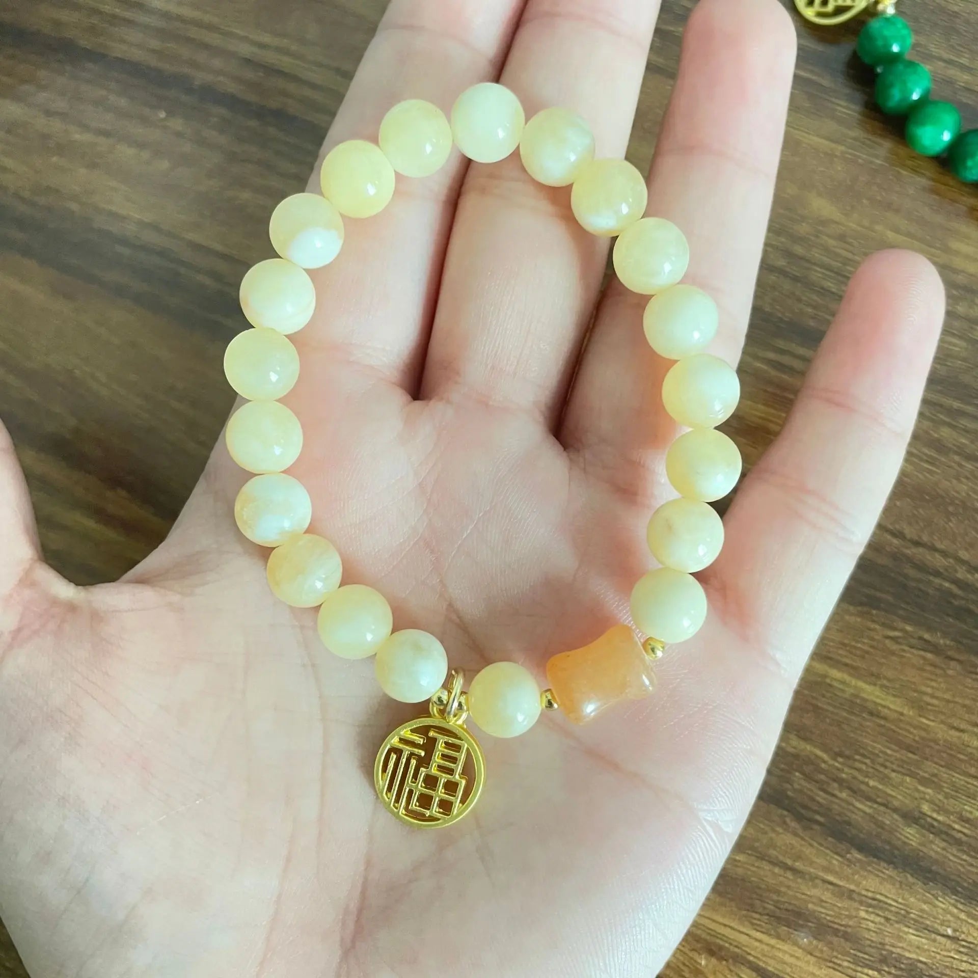 Ins Fu Character Lucky Jade Crystal Antique Bracelet Creative Bohemian National Pendant Bracelet Cute Feminine Fashion Gift Qme Goose yellow