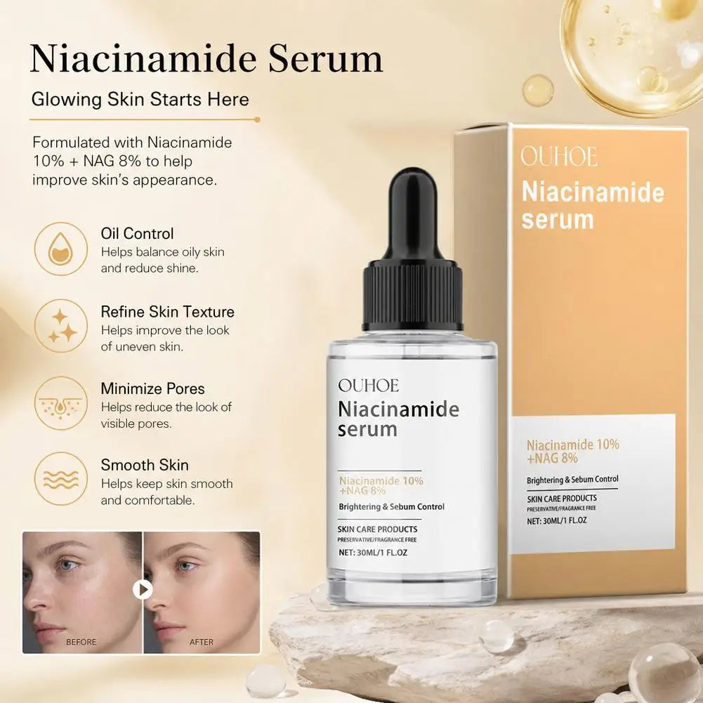 Ouhoe Brightening Face Serum Hydrating And Smoothing Improves Skin Texture 30ml No Irritation Gentle For Sensitive Dry Oily Skin Qme