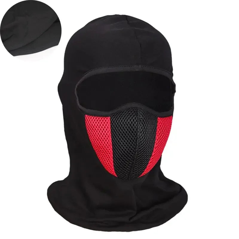Headgear Men's and Women's Summer Outdoor Riding Ice Silk Mask Full Face Neck Fishing UV Breathable Sun Hat Patchwork Style Qme Red
