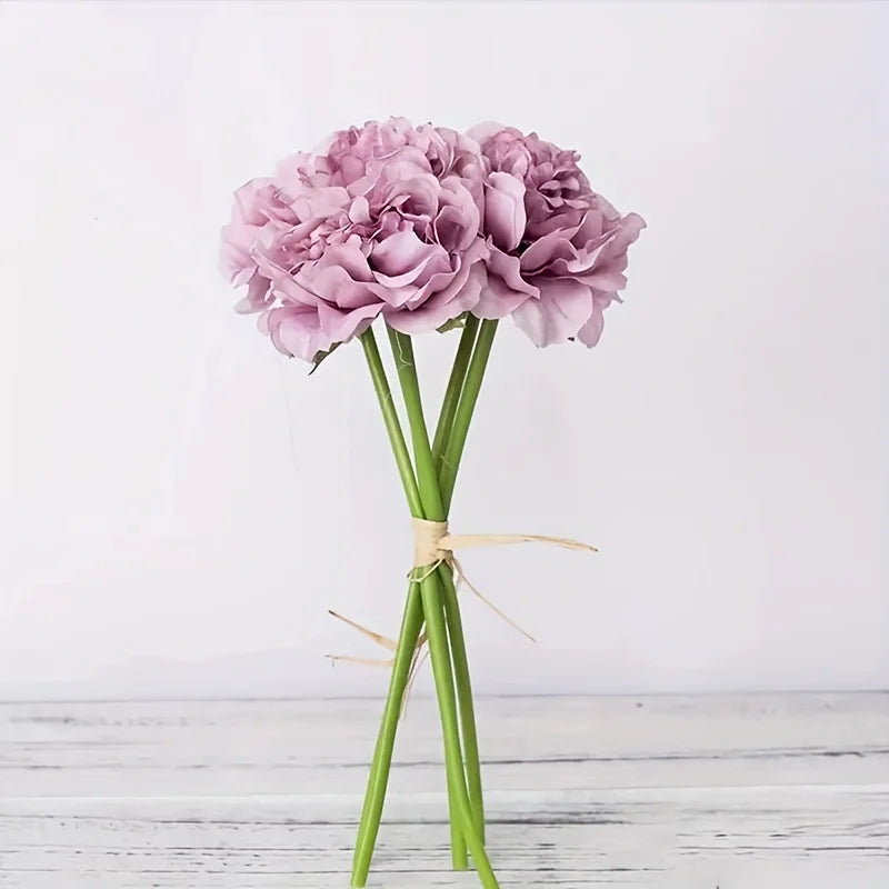 5-pack Peony Flower Bouquet Simulation Wedding Decoration Hand-held Qme