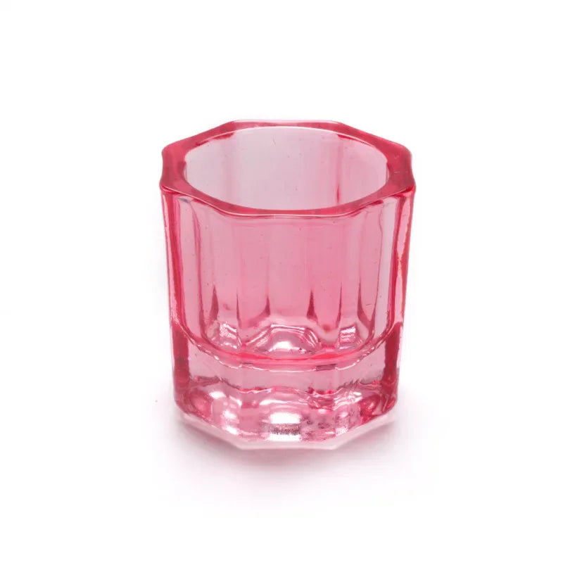 Acrylic Powder Liquid Crystal Glass Cup Aurora Colorful Cup Nail Brush Washing Mug Nail Art Tools Liquid Powders for Mixing Bowl Qme transparent red
