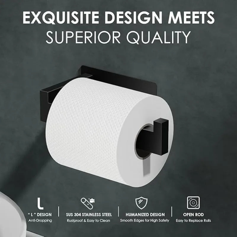 Self Adhesive Toilet Paper Holder Stainless Steel No Drill Wall Mount Qme