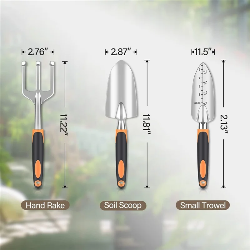 A02F-Garden Tool Set, Heavy Duty And Lightweight Aluminium Alloy Tools With Non-Slip Ergonomic Handle, Gardening Hand Tools Qme