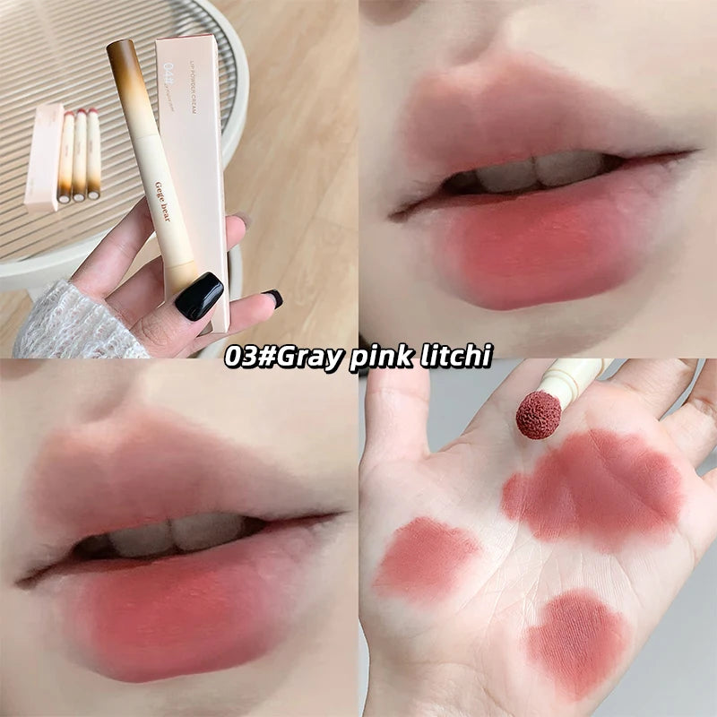 Gege Bear Velvet Matte Lip Powder Cream Long-Lasting Moisturizing Lipstick Autumn-Winter Color Natural-Looking Lip Stain Qme GX1256-3