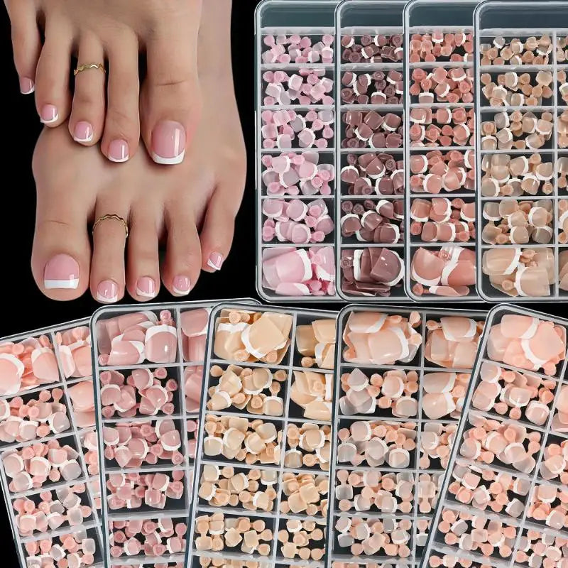 Easy Application Square Matte Full Cover Toe Nail Tips Pedicures Qme