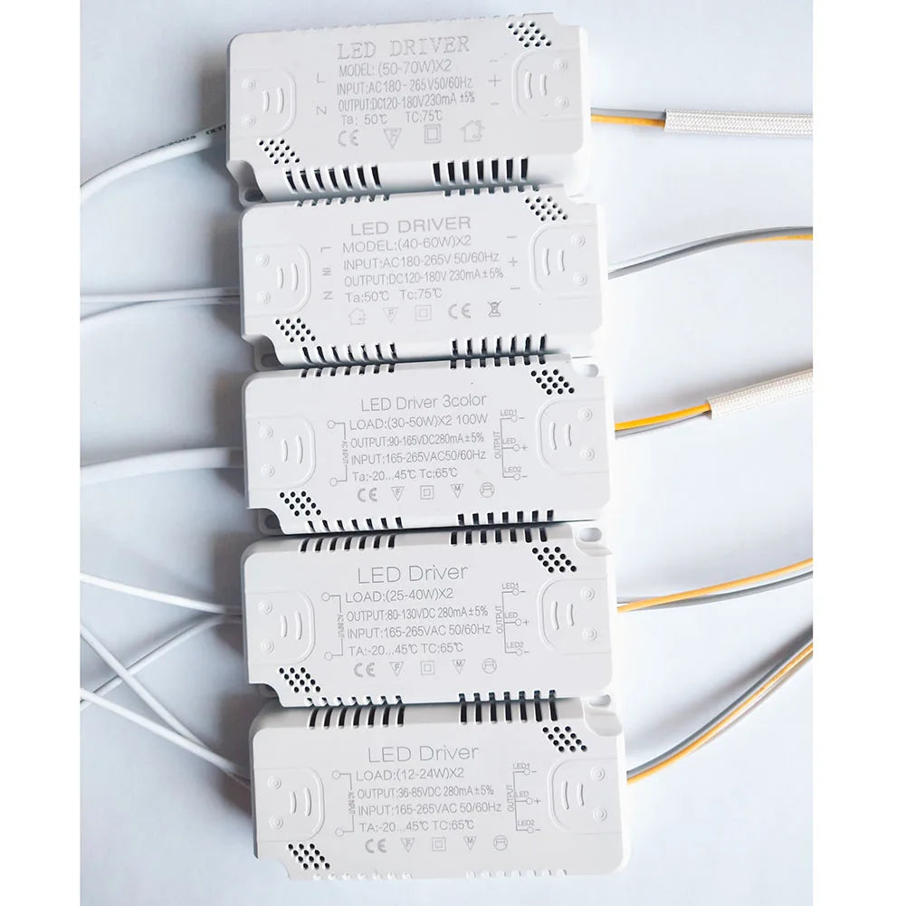 LED Driver 3color Adapter For LED Lighting Non-Isolating Transformer AC165-265V 8-24W 20-40W 30-50W 40-60W 50-70W LED Driver Qme
