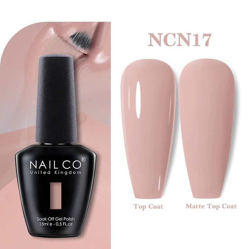 NAILCO Rubber Base Gel Polish Milky Pink Jelly White Beige 6Colors