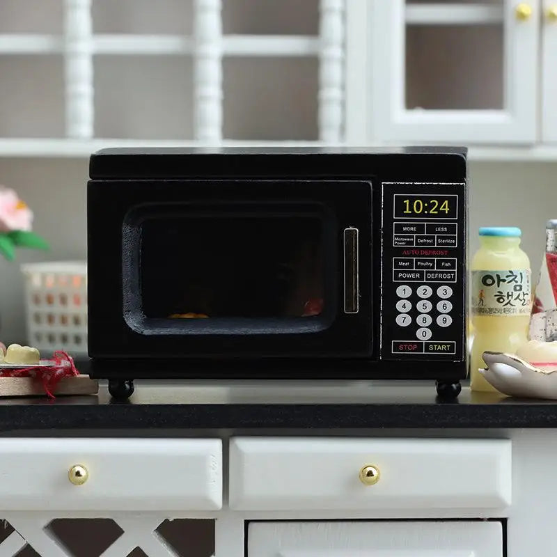 1 12 Doll House Accessories Dollhouse Miniature Black Microwave Oven Qme