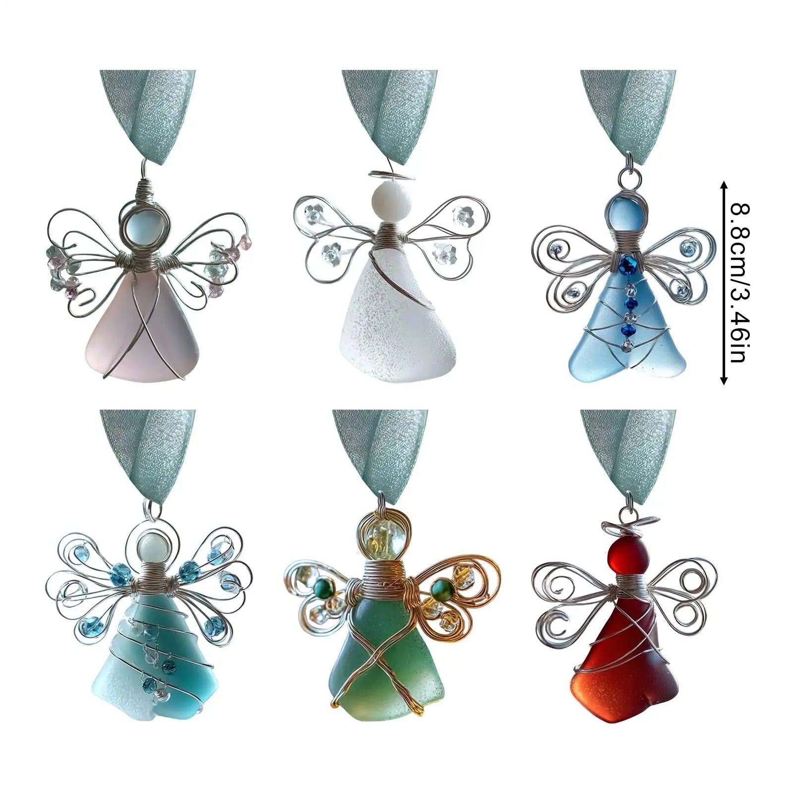 Sea Glass Decor 6 Angel Coastal Pendant 2D Acrylic Christmas Tree Qme