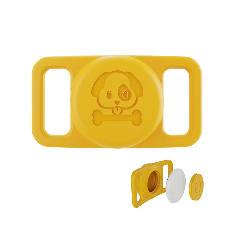 Waterproof case For Airtag Dog Collar Holder Case Lightweight Stretchable Tracker Cover Silicone Protector Protective Accessory Qme Yellow