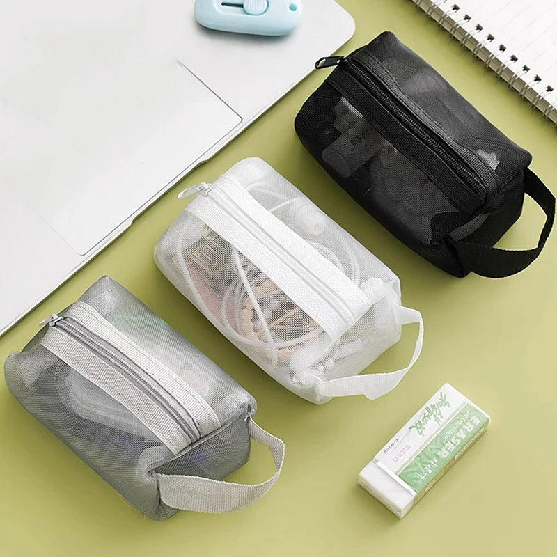 Offices Travel Storage Bags Toiletry Makeup Pouch Mesh Cosmetic Bag Qme