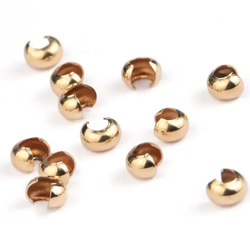 NEW 14K Gold Filled Crimp Covers 14K Gold Filled Clasps Wrapped Cord Buckle Connectors Fit Bracelet Necklace for Jewelry Making Qme