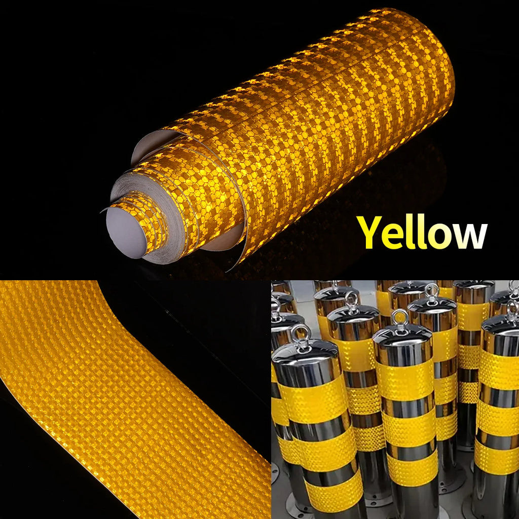 Reflective Safety Mark Tape Stickers Self Adhesive Warning Film for Car Motorcycle Auto Styling Qme Yellow 1m 20cm