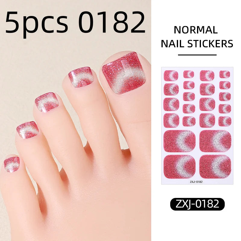 Cat Eye Style Nail Art Stickers Self adhesive Stickers For Toe Nails Full Cover Toenail Polish Stickers DIY Foot Decals Qme 5pcs 0182
