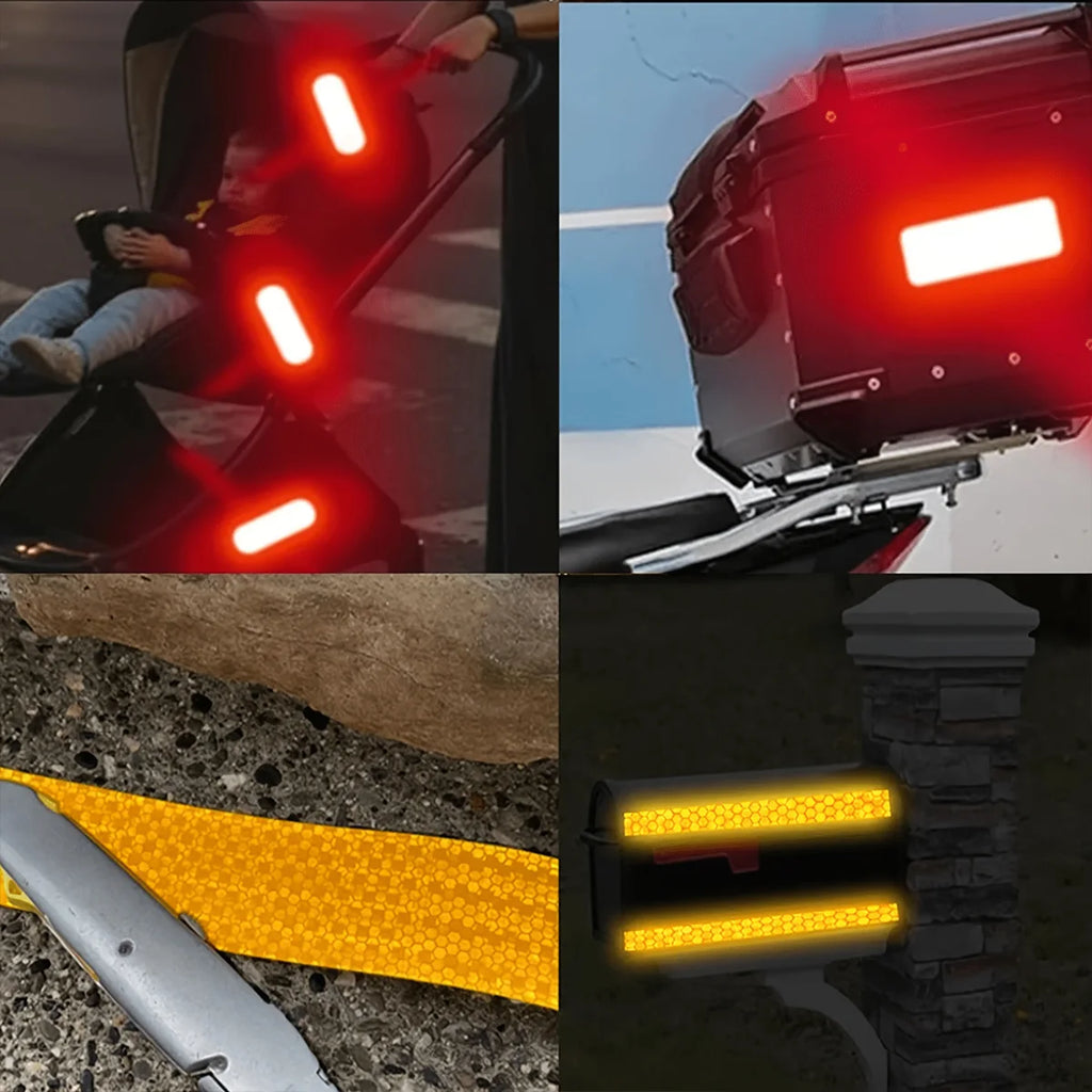 Reflective Car Stickers Outdoor Waterproof Warning Tapes White Red Fluorescent Yellow Reflectors Safety Strip Qme