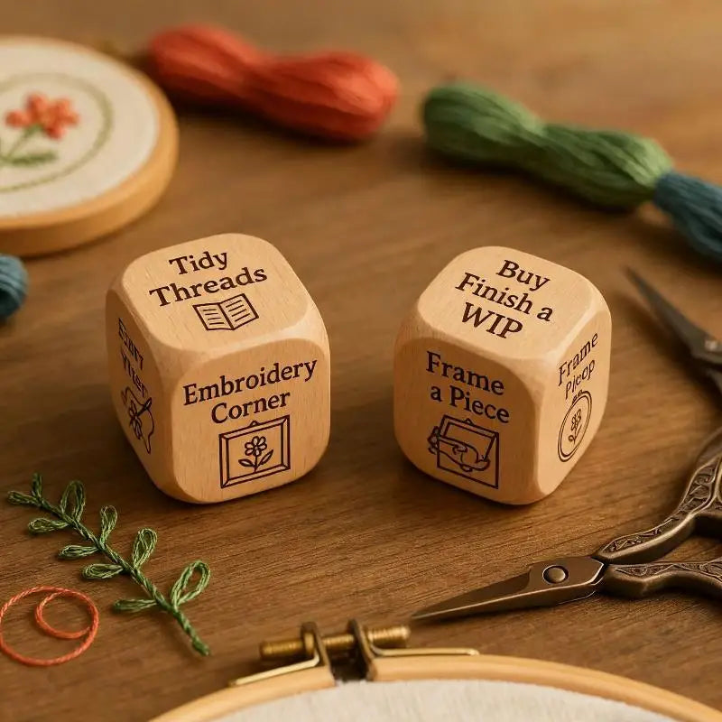Handmade Wooden Decision Dice Dual Purpose For Quilting Sewing & Book Reading Lover Engraved Choice Cube Funny Desk Decor Gift Qme StyleC