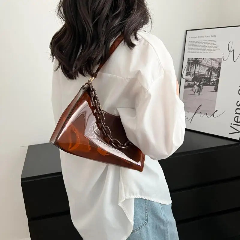 Transparent Jelly Bag Fashionable Messenger Shoulder Waterproof Qme