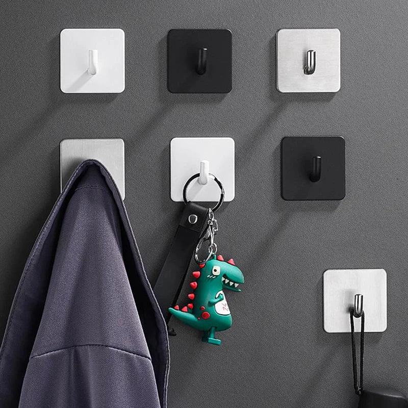 Adhesive Hooks Wall Racks Clothes Behind Bathroom Doors Stainless Qme