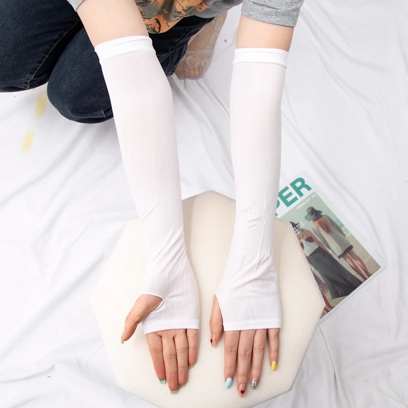 Women Sun Protective Sleeves Long Gloves Breathable Quick Dry Men Qme