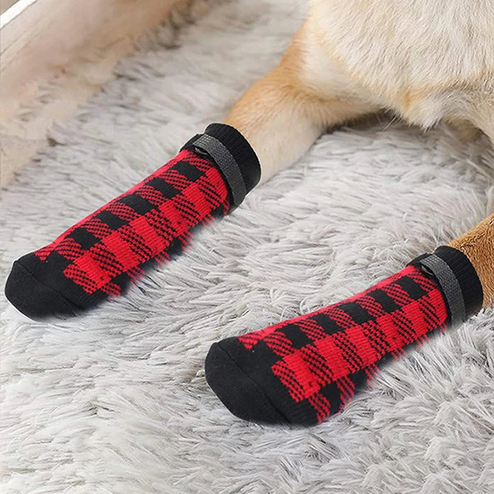 4PCS/Set Pet Socks Foot Cover Cat And Dog Socks Outdoor Non-Slip Waterproof Shoes Large And Small Dog Shoes Qme