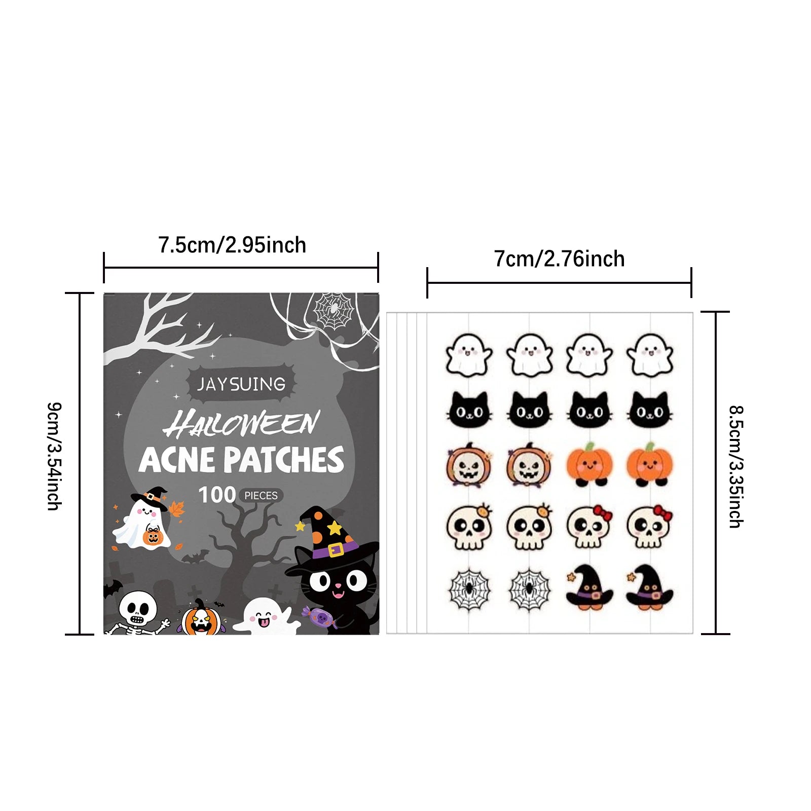 100pcs Halloween Acne Patches Soothing Repair Patch Pumpkin & Bat Shapes Breathable Invisible Acne Spot Cover Skin Care Qme 100pcs Boxed