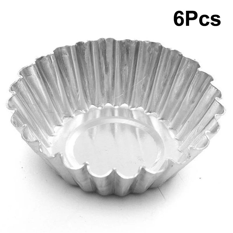 Reusable Non-stick Egg Tart Mold Aluminum Alloy Flower Round Shape Qme Chrysanthemum 6Pcs