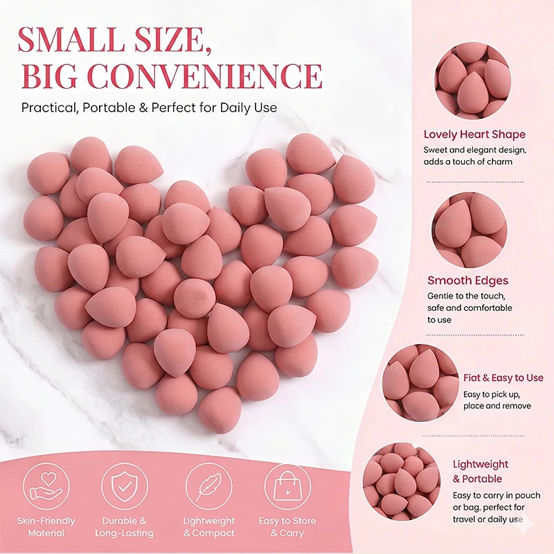 20 Mini Pink Makeup Sponges Foundation Mixing Suitable Liquid Cream Qme