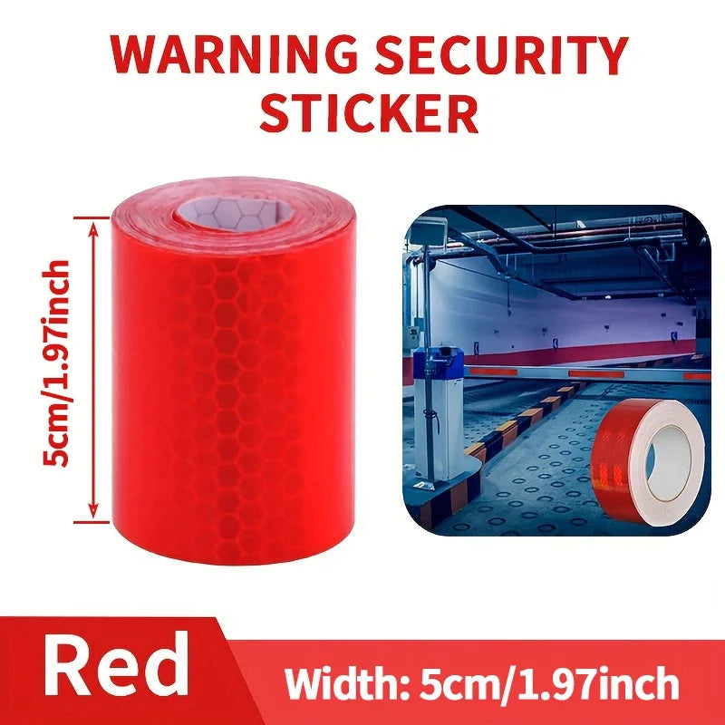 5m Reflective Tape PVC Bicycle Wheels Reflect Fluorescent Sticker Bike Reflective Sticker Strip Tape For Cycling Warning Safety Qme Red 3M