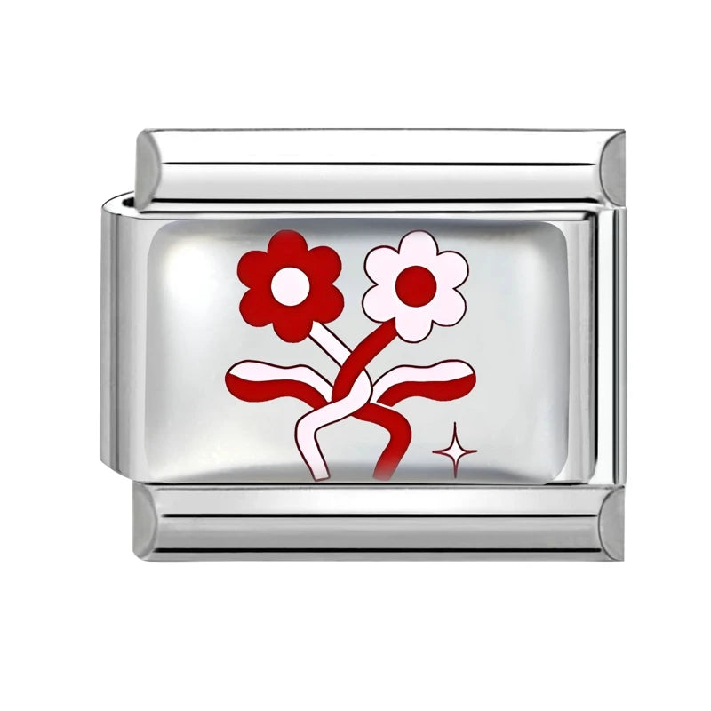 Y2K Red Series Colorful Love Heart Sun Star Italian Charm Link Fit