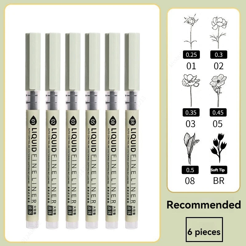 12 Pieces Fine Line Markers Multi Tip Black Fineliner Sketch Pen Set Manga Drawing Calligraphy Outline Drafting Artist Art Tools Qme Commonly used 6 Pcs