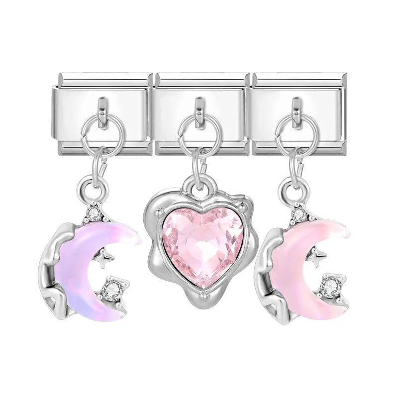 2026 Beautiful Blue Moon Heart Starfish Italian Charms Link Modular