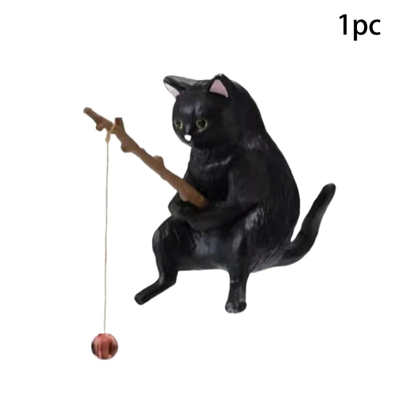 Fish Tank Fishing Cat Hanging Creative Landscape Office Ornaments Fishing Fun Mini Decorative Micro-Landscape Qme A4