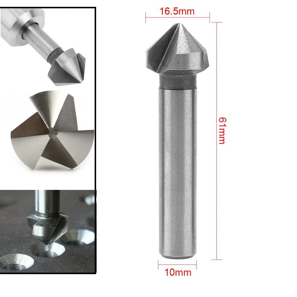 1 3 Flute Countersink Drill Bit 90 Degree Chamfering Tools Chamfer Qme 16.5mm