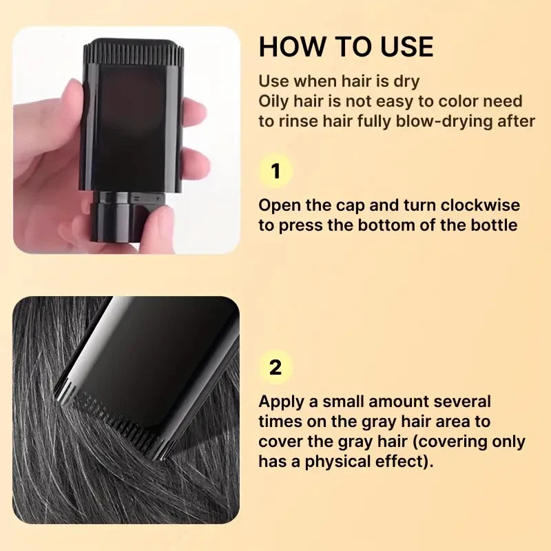 Waterproof Hair Dye Stick Quickly Covers Gray Natural Appearance Qme
