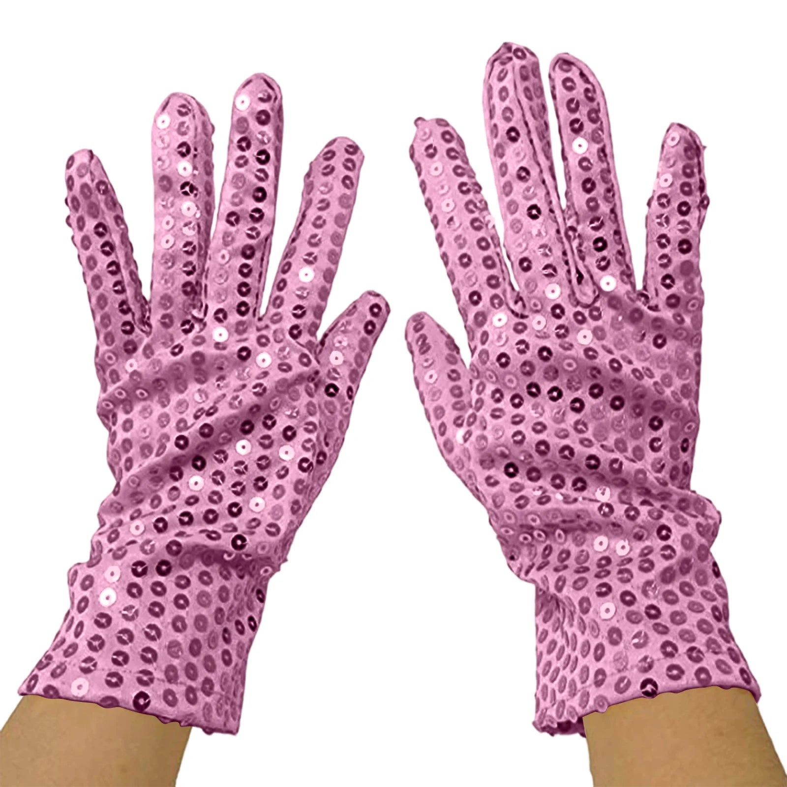 Unisex Creative Sequin Dance Performance Gloves Adult Carnival Clothing Party Accessories Fashionable Stage Decorative Props Qme Pink