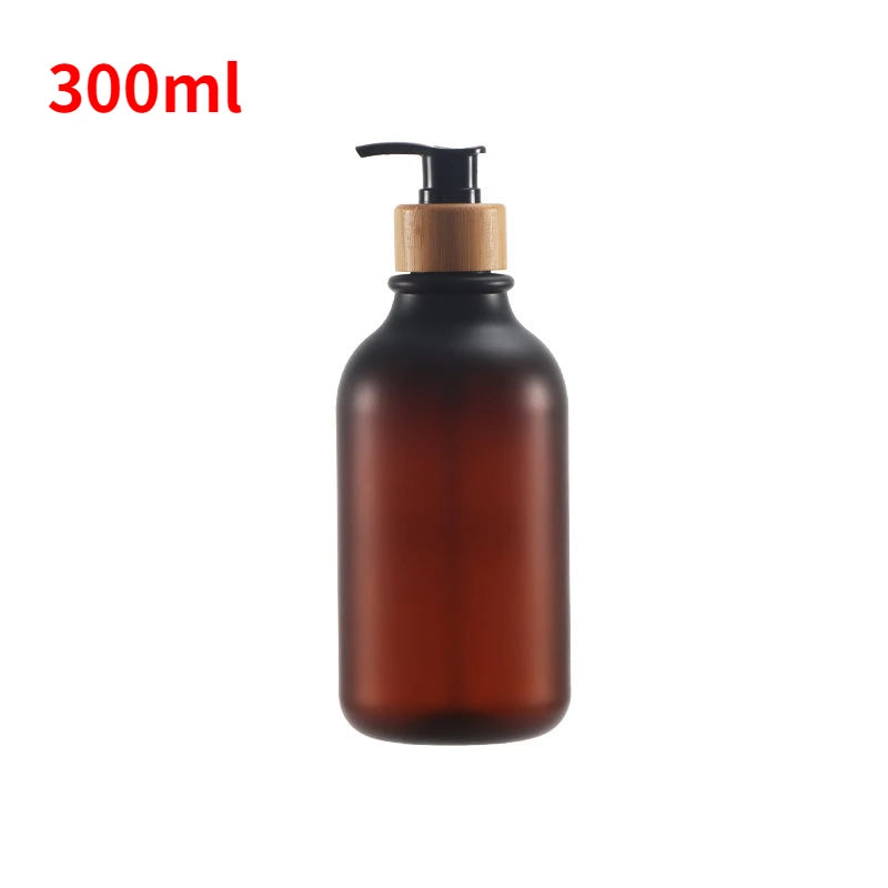 Dish Soap Bottle with Wood Pump Liquid Soap Dispenser Hand Soap Lotion Container Refillable Jars for Kitchen Bathroom 500/300ML Qme 300ml-brown-woodpump